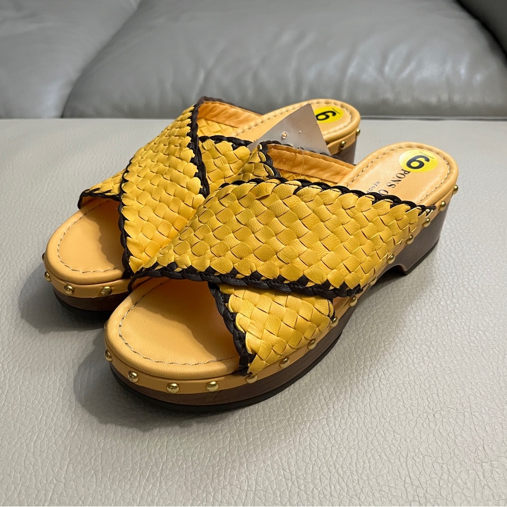 Pons Quintana Women’s Platform Leather Woven Sandal - Made in Spain - EU 39/US 8